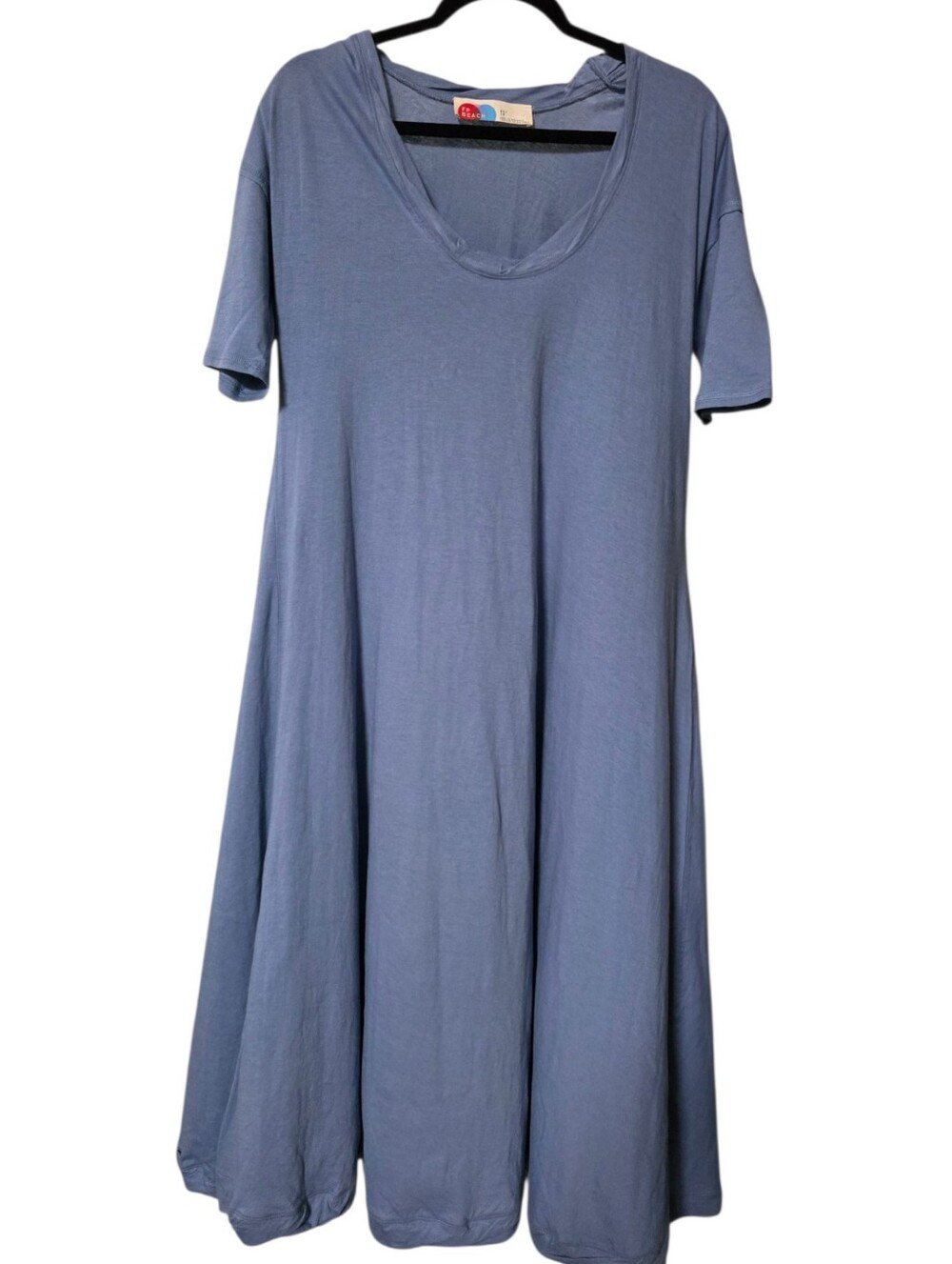Free People Beach Blue Casual T-shirt Style Short Sleeve Oversized Maxi Dress